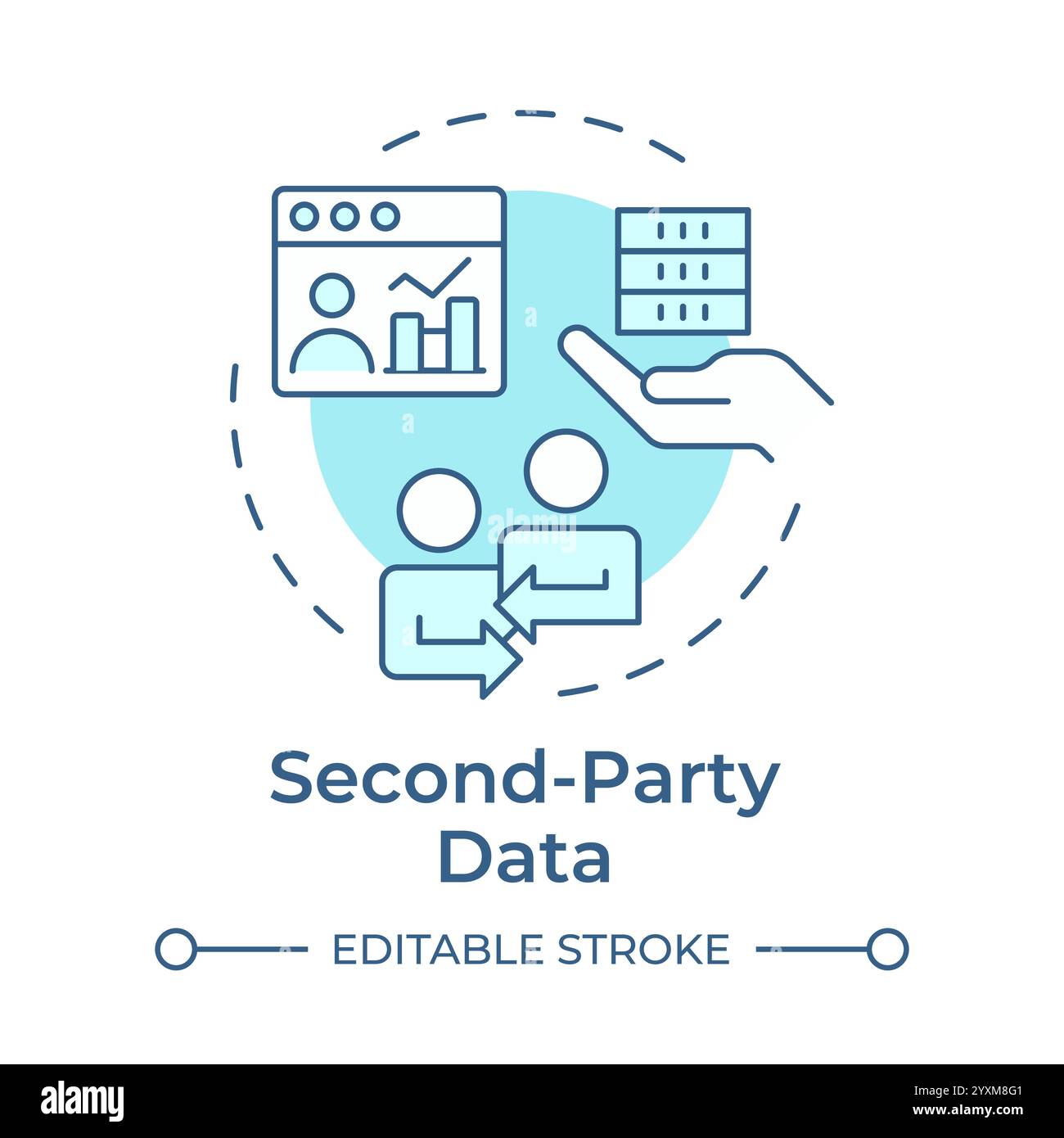 Second party data soft blue concept icon Stock Vector