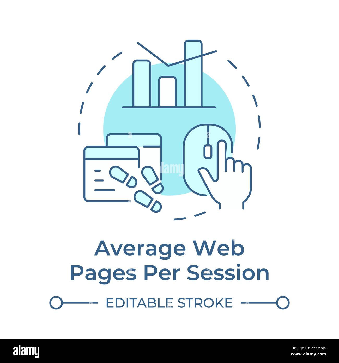 Average web pages per session soft blue concept icon Stock Vector Image ...