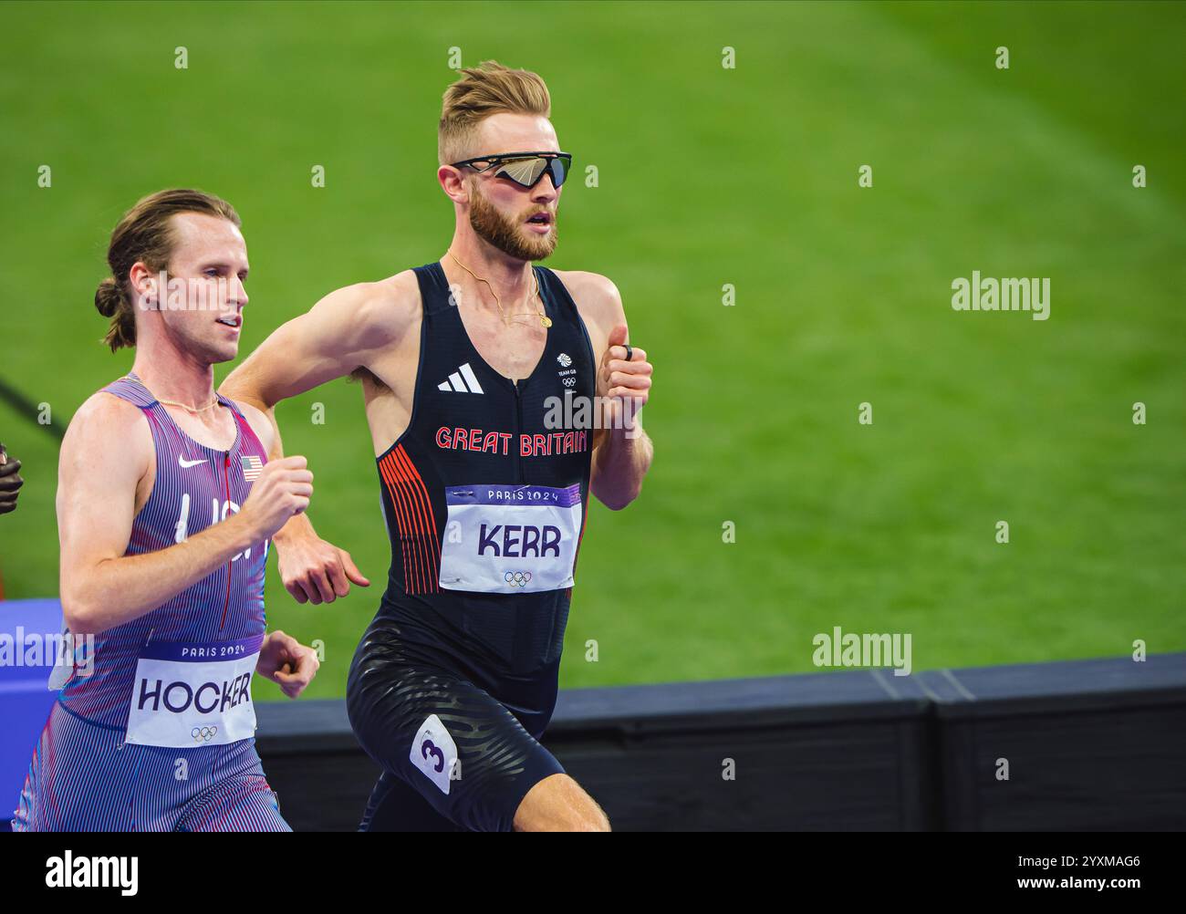 Josh Kerr participating in the 1500 meters at the Paris 2024 Olympic