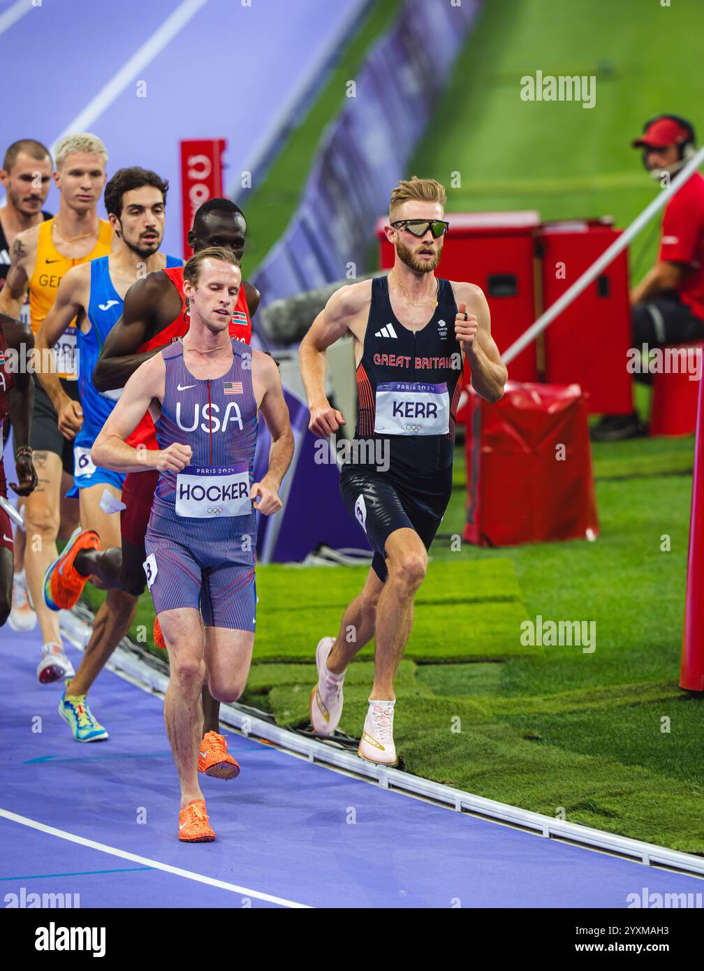 Josh Kerr participating in the 1500 meters at the Paris 2024 Olympic