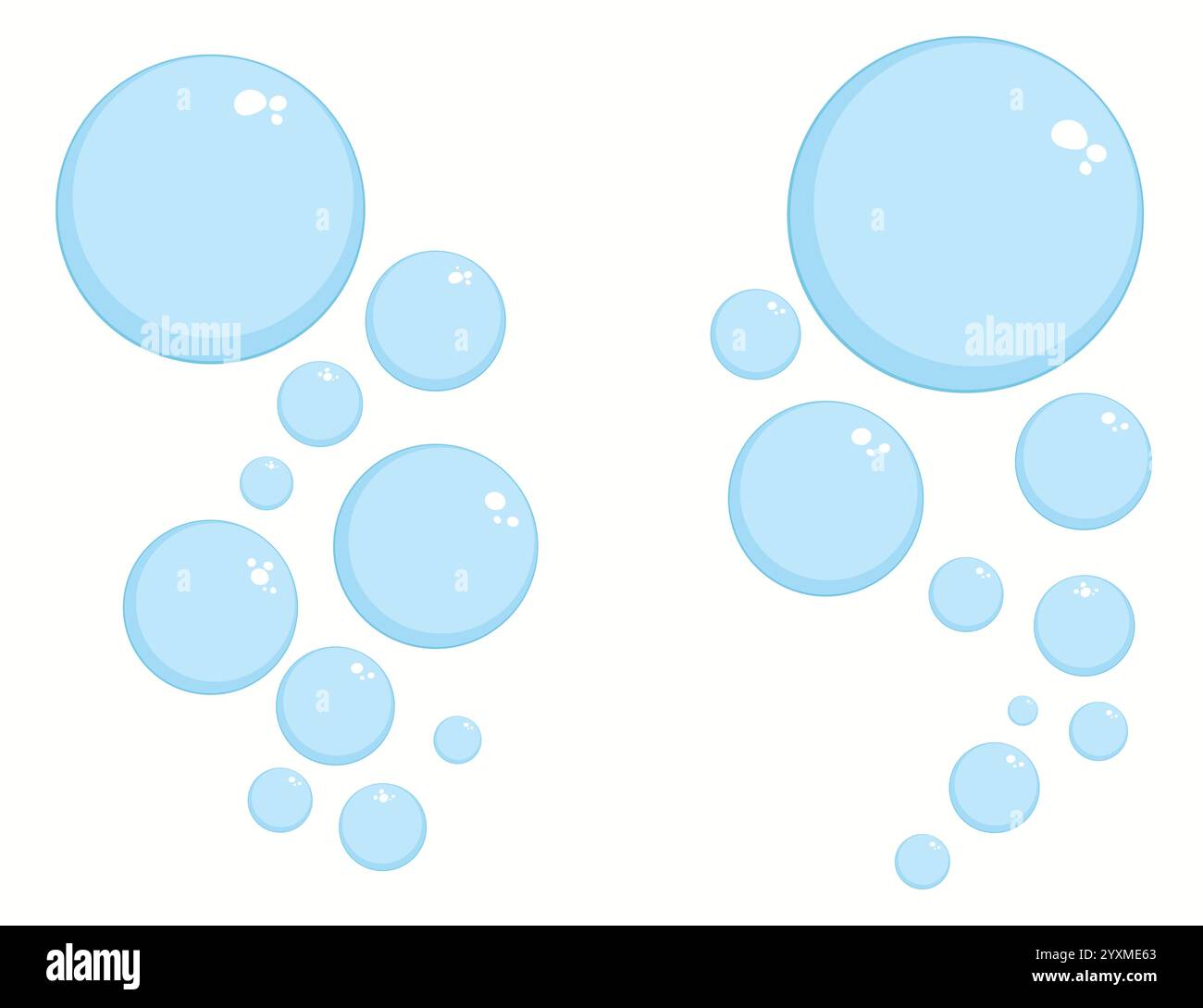 Air bubbles flat set, soap foam oxygen bubbles, vector design elements isolate. Stock Vector