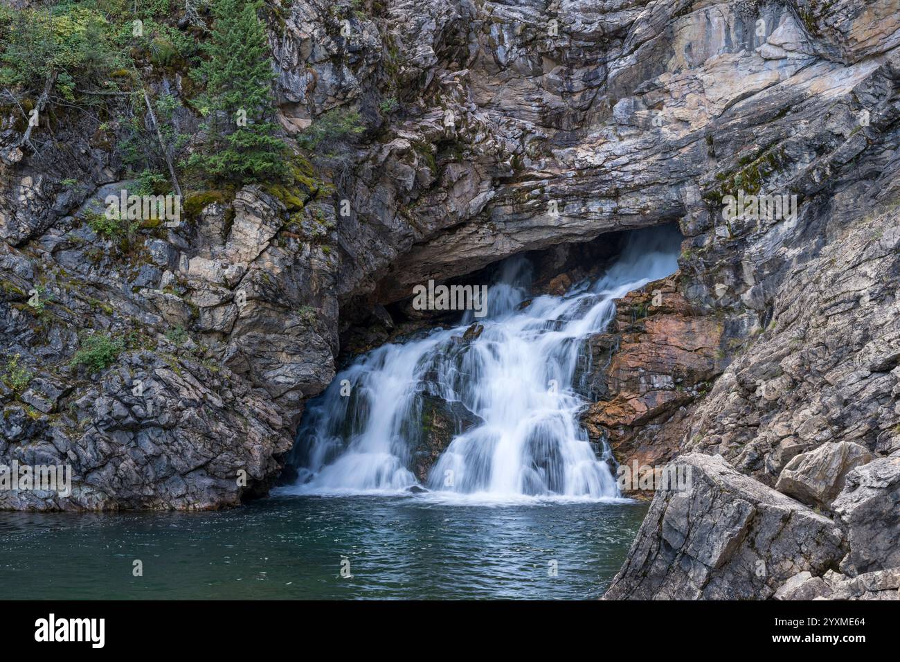 Running Eagle Falls, near Two Medicine Lake, Glacier National Park, Montana, USA Stock Photo