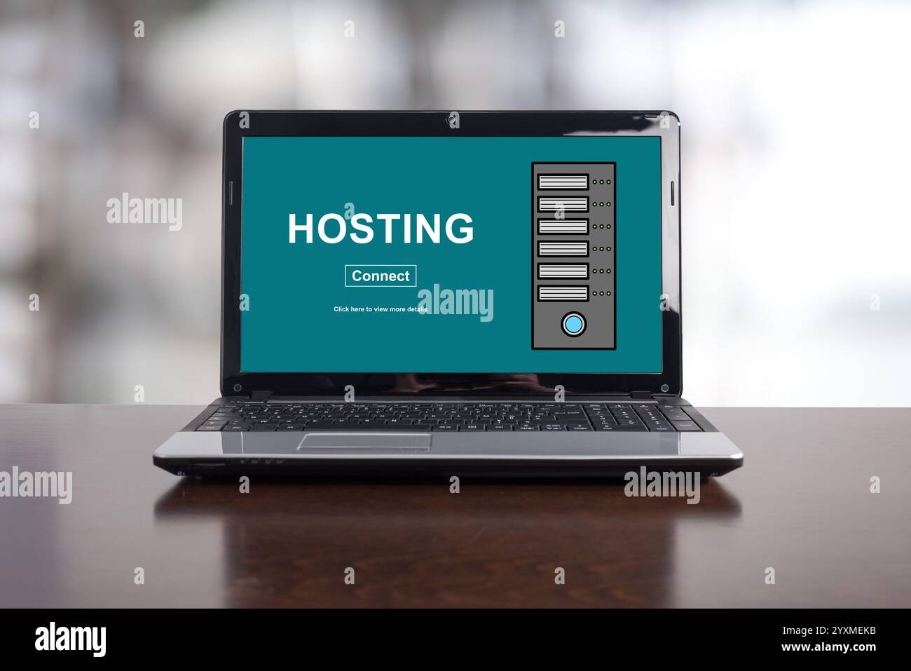 Hosting concept on a laptop screen Stock Photo