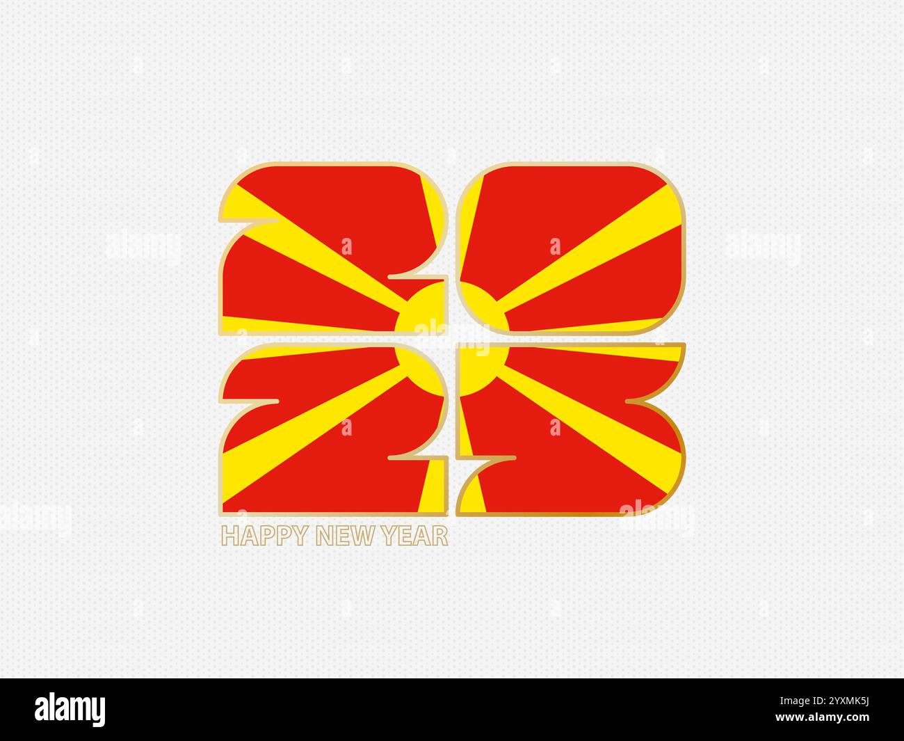 Abstract numbers 2025 with flag of North Macedonia. Vector illustration