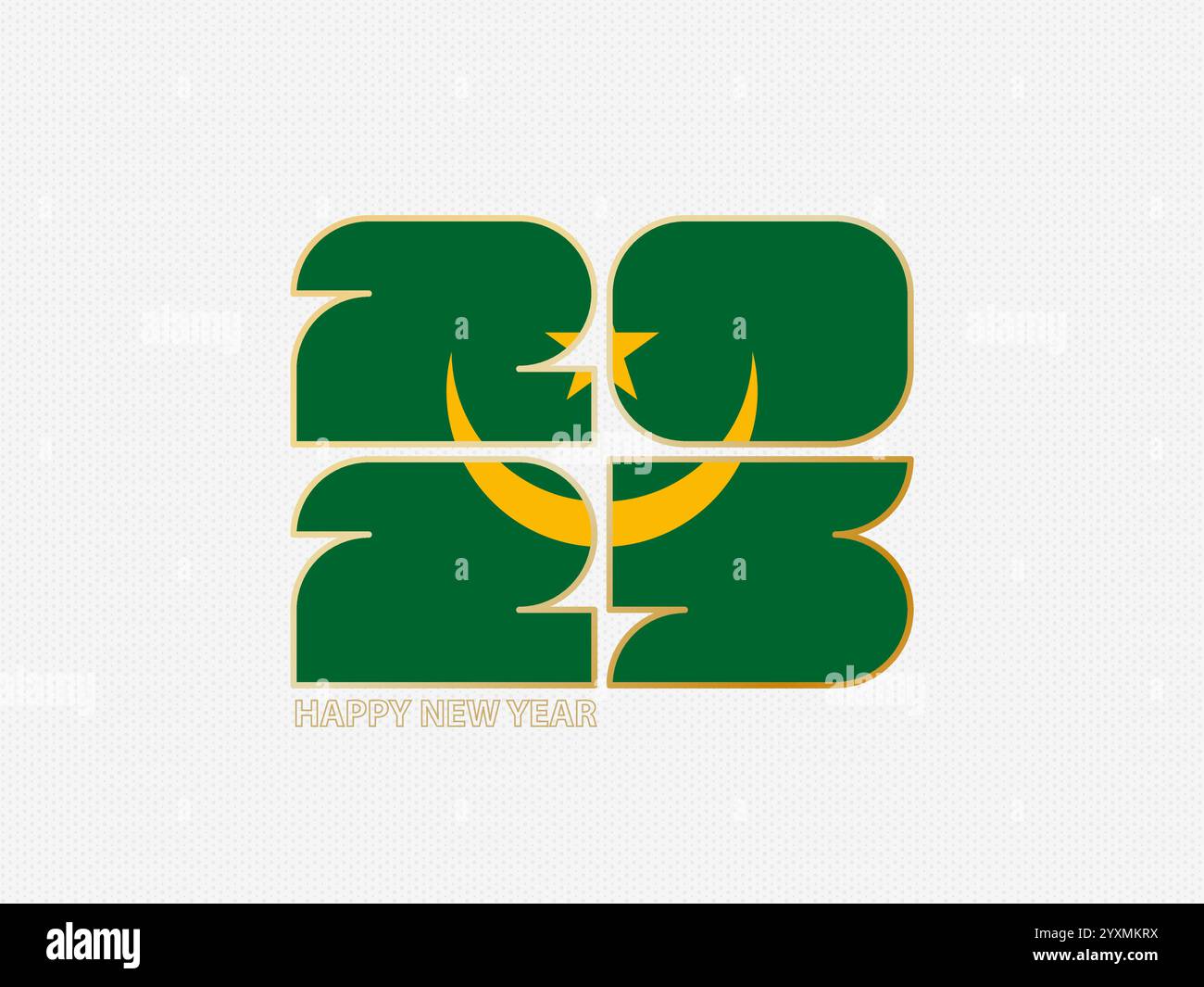 Abstract numbers 2025 with flag of Mauritania. Vector illustration