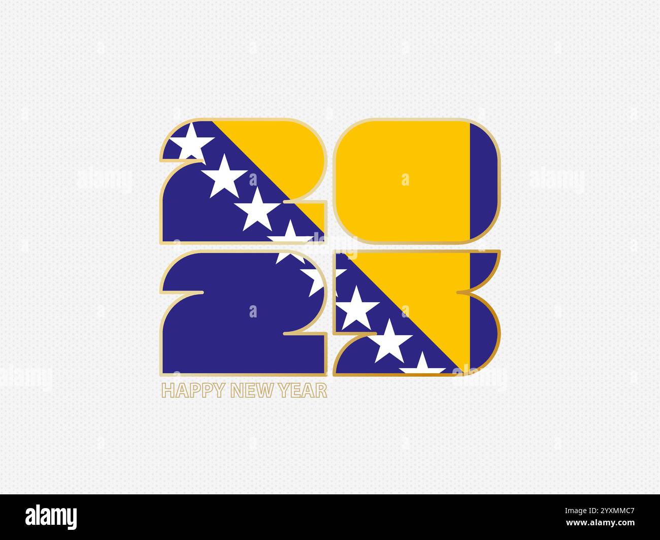 Abstract numbers 2025 with flag of Bosnia and Herzegovina. Vector