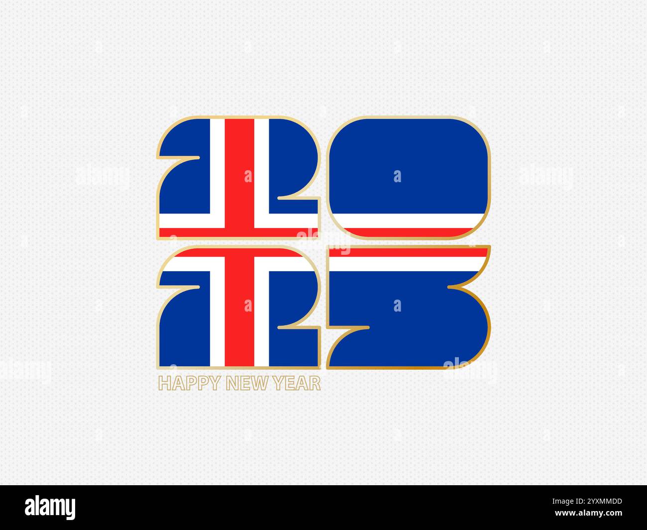 Abstract numbers 2025 with flag of Iceland. Vector illustration Stock ...