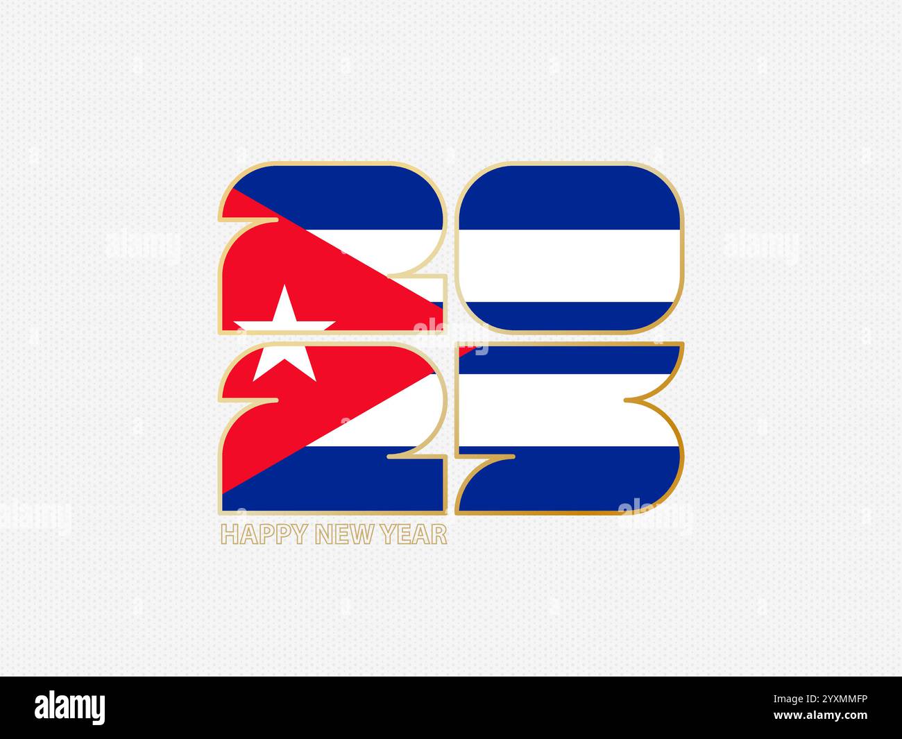 Abstract numbers 2025 with flag of Cuba. Vector illustration. Stock Vector