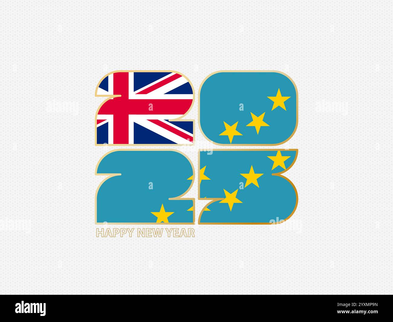 Abstract numbers 2025 with flag of Tuvalu. Vector illustration Stock