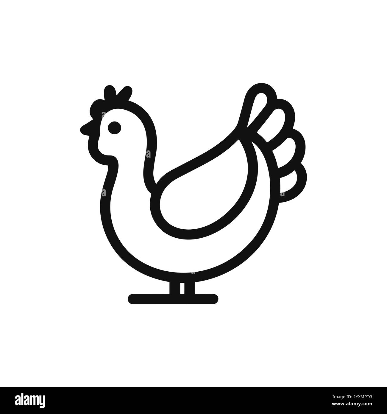 Simple chicken line icon. Minimal turkey outline logo. Black and white ...