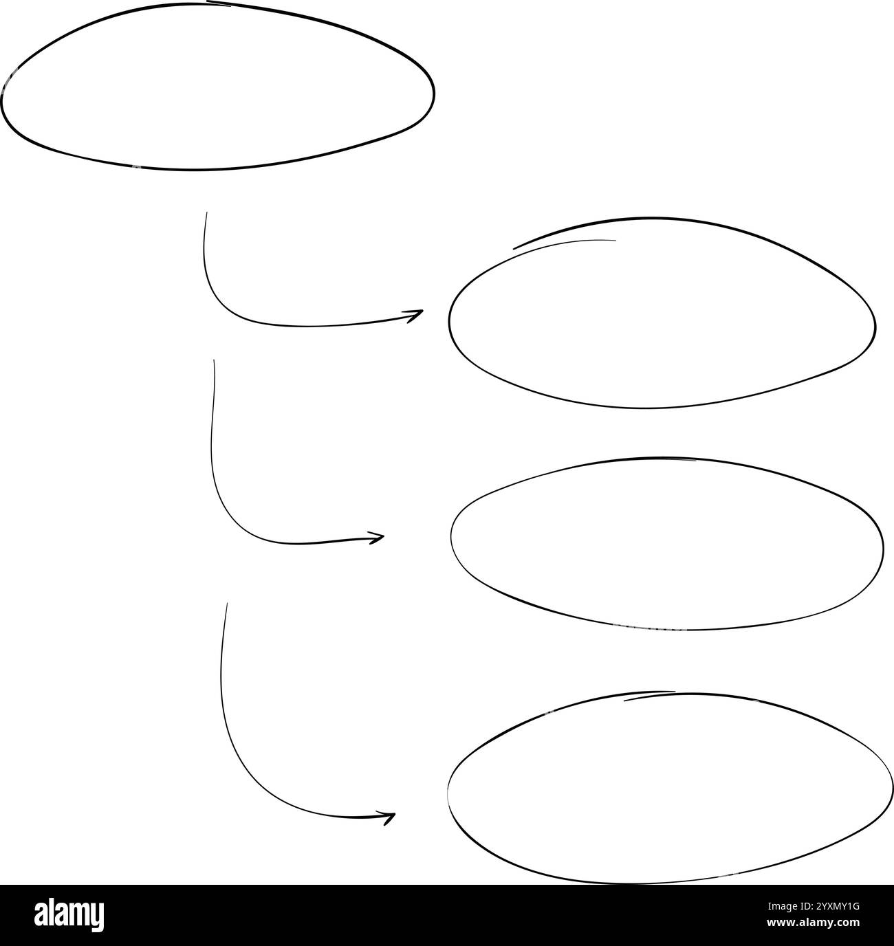 Hand drawn doodle vector circle elements with arrows for infographic. Stock Vector