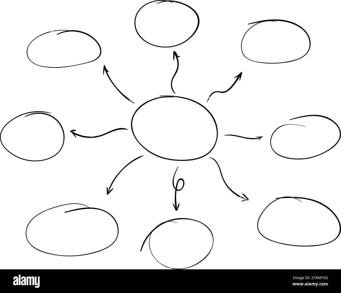 Hand drawn doodle vector circle elements with arrows for infographic. Stock Vector