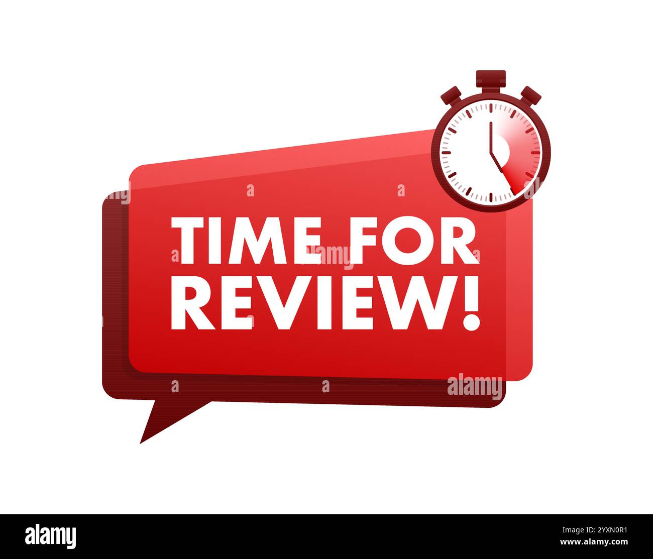 Stopwatch showing time for review on speech bubble Stock Vector