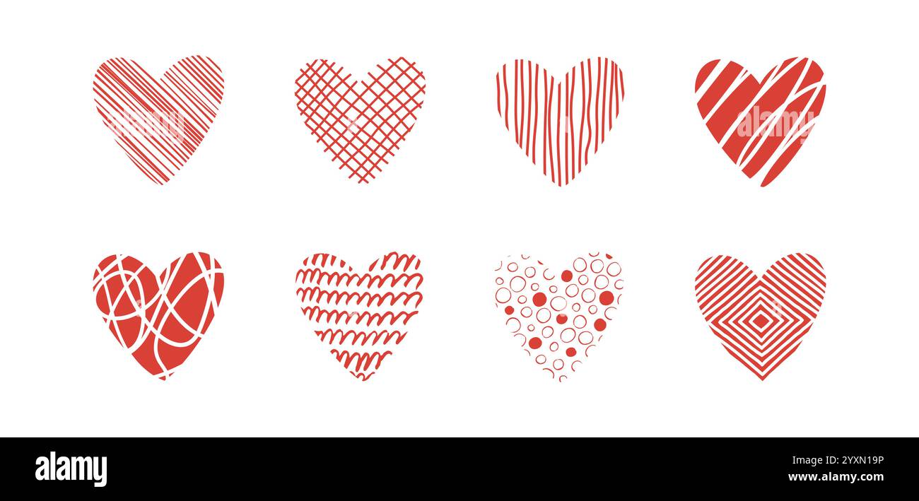 Set of doodle textured vector heart shapes Stock Vector Image & Art - Alamy