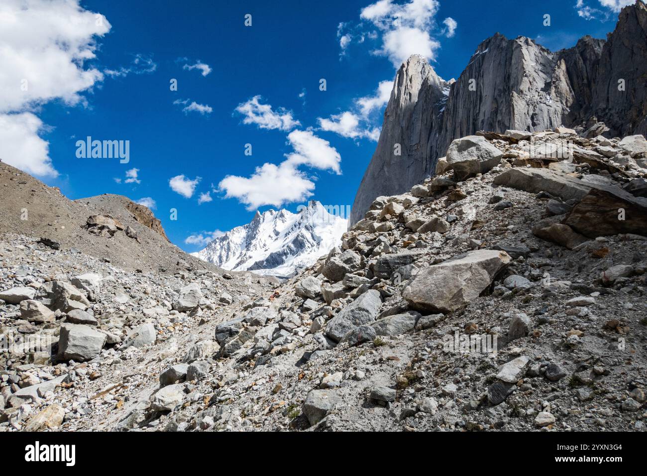 View of Amin Braq (Amin Brakk) tower, Nangma Valley, Kanday, Baltistan ...