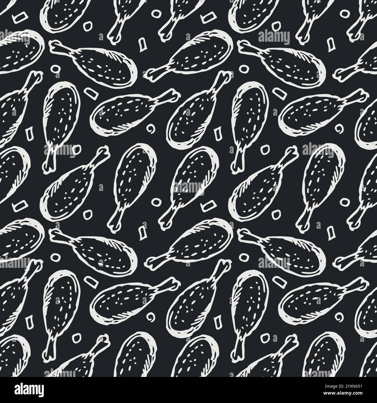 Seamless pattern with chicken legs. meat background. Doodle chicken ...