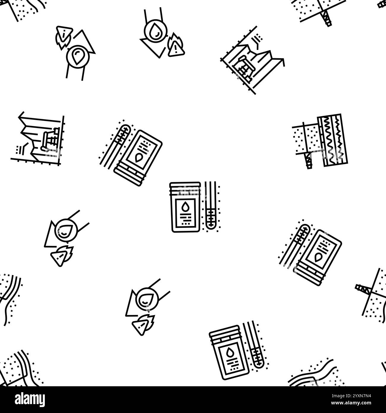 oil industry factory gas plant vector seamless pattern thin line ...