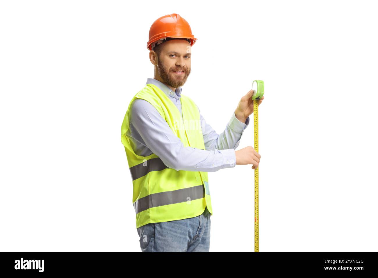 Builders Using Measure Builder using tape measure hi-res stock photography and images - Alamy