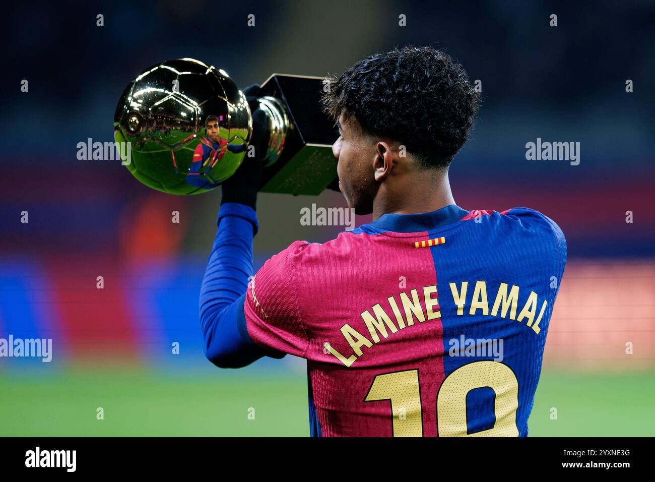 Barcelona Spain 15th December 2024 Lamine Yamal Holds The Golden Barcelona Spain 15th December 2024 Lamine Yamal Holds The Golden