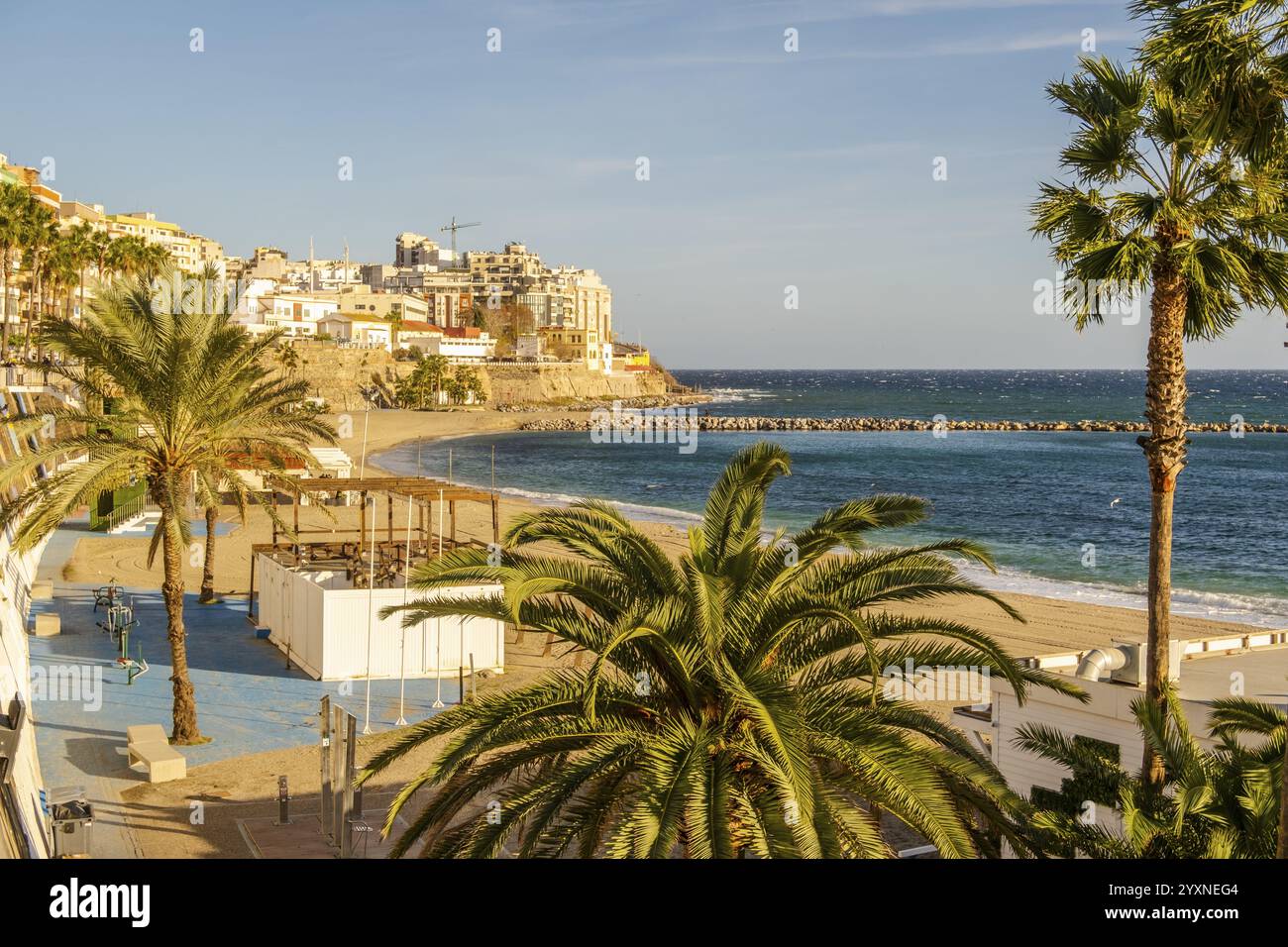 Beautiful view of Ceuta coastline captured from the historic Fortress, Ceuta in Spain, North Africa Stock Photo