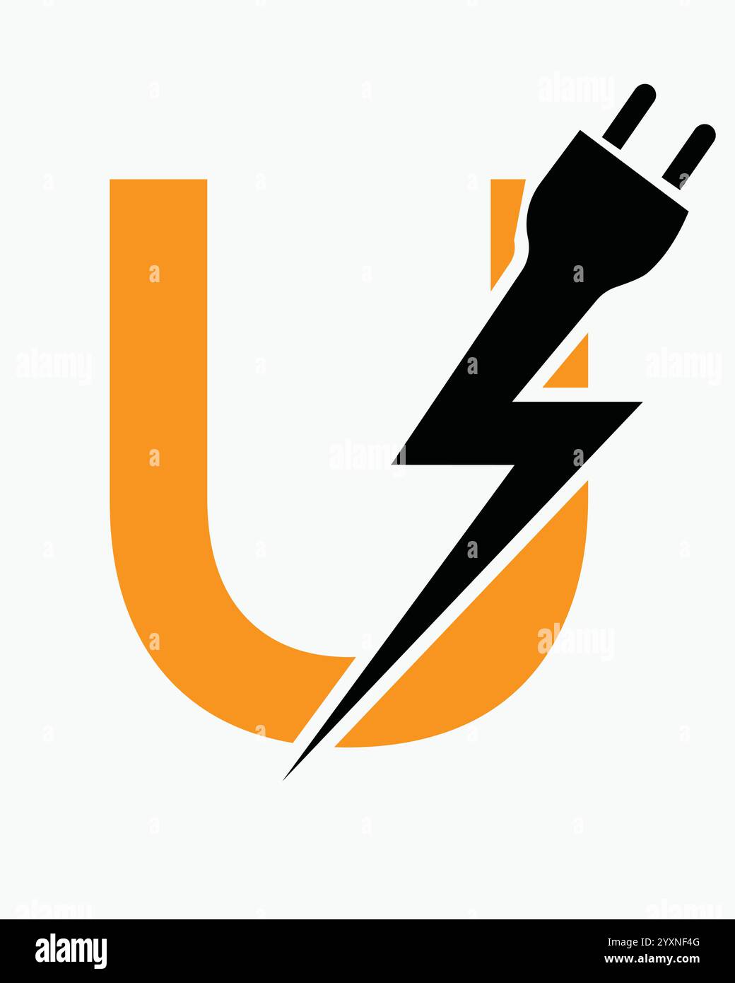 Initial Letter U Electric Logo Concept With Power and Electric Plug ...