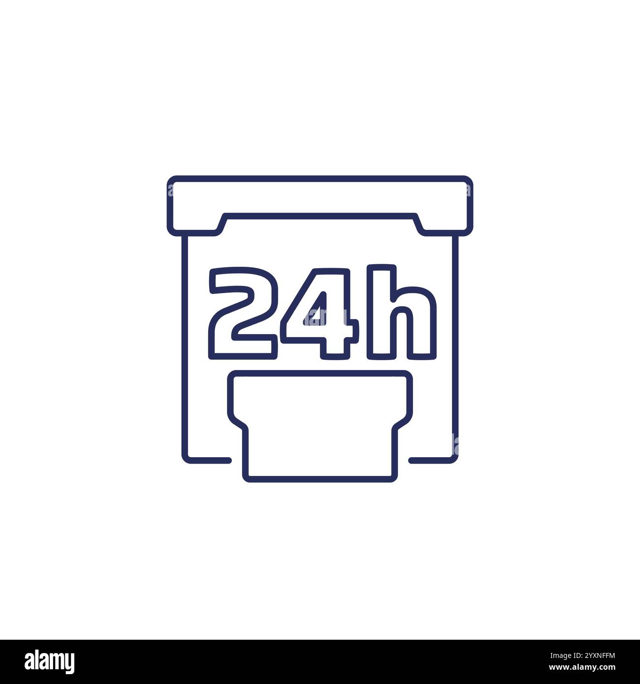 24h booth, exhibition stand line icon Stock Vector