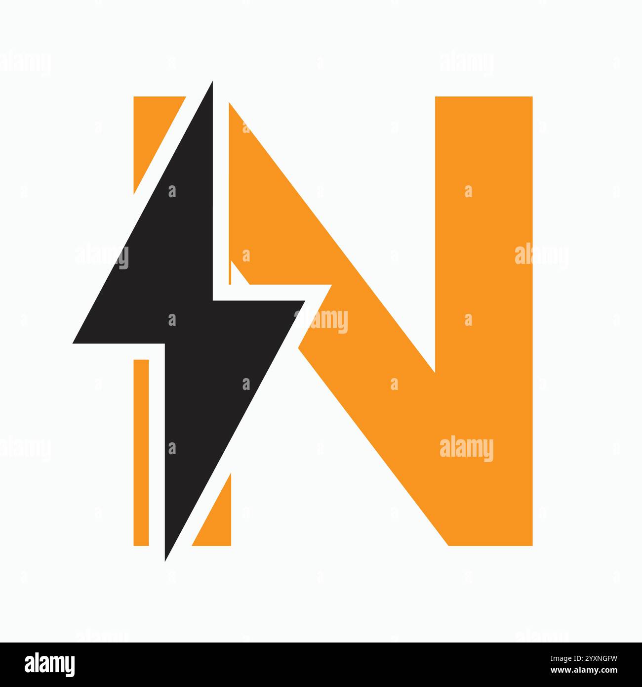 Initial Letter N With Thunder Bolt Symbol. Power Icon Electric Symbol ...