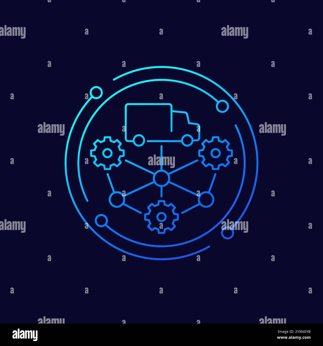 SCM icon, Supply chain management linear design Stock Vector Image ...