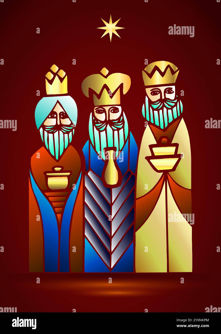 Christmas stylized theme - portraying three Wise Men with presents ...