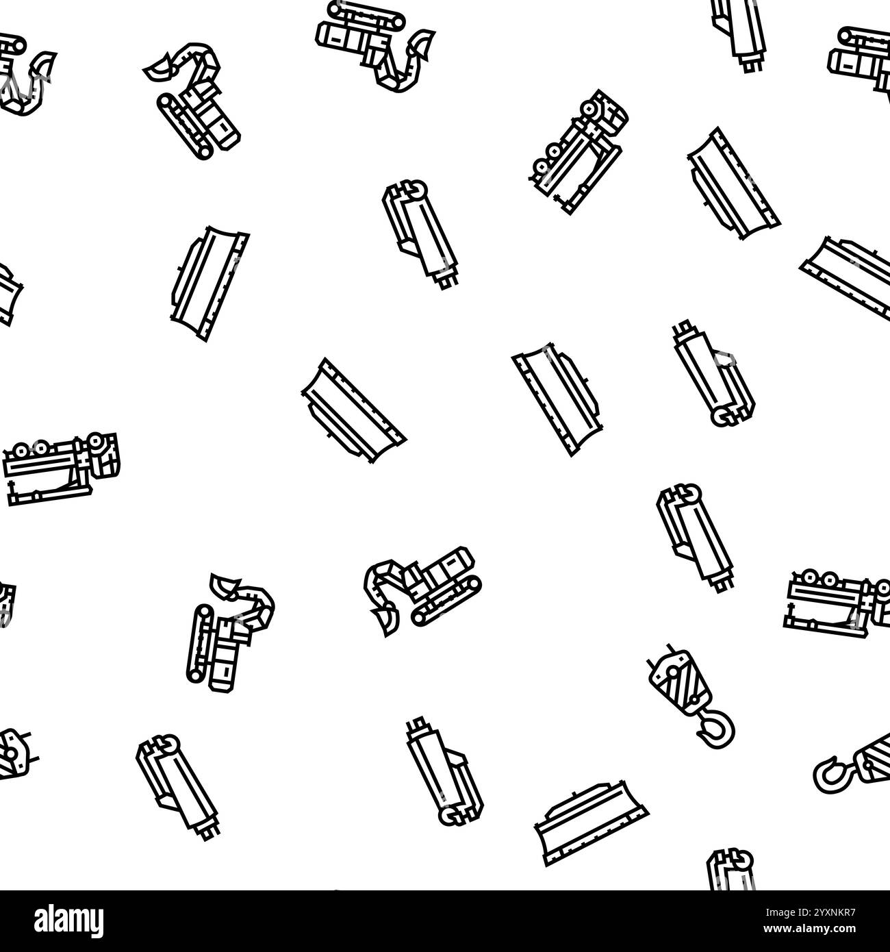 construction vehicle heavy work vector seamless pattern thin line ...