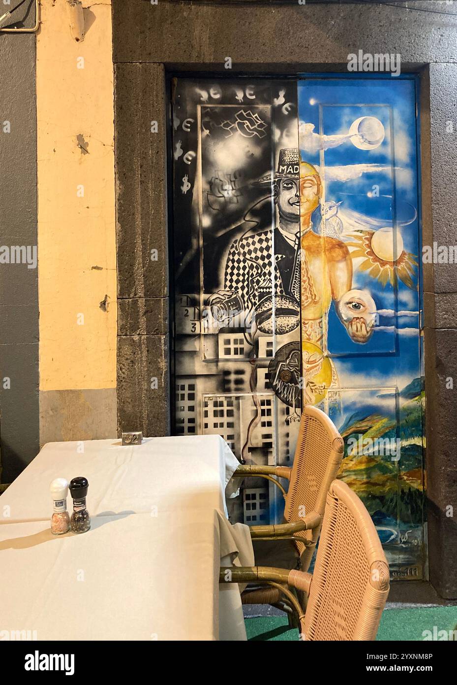 An example of the street art in Rua de Santa Maria in Funchal's Old Town. - Smartphone Captured Stock Image