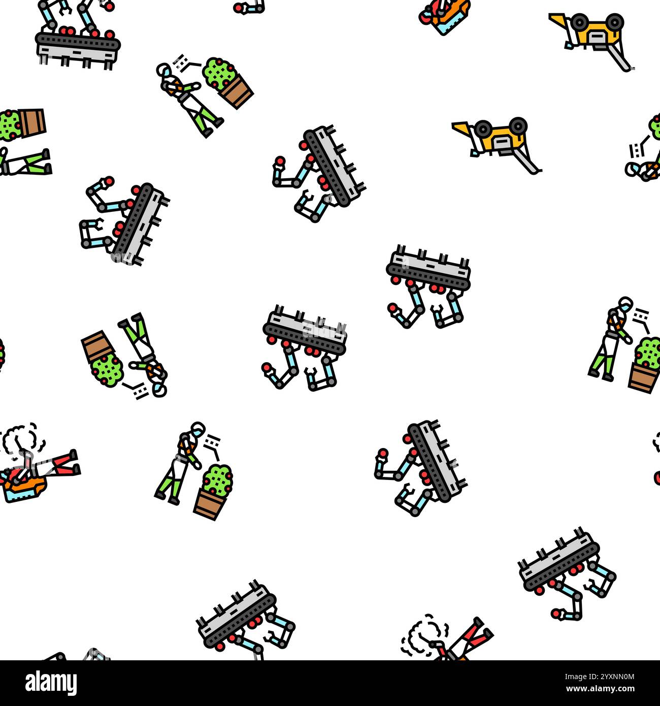 robot harvests automation seamless pattern vector Stock Vector Image ...