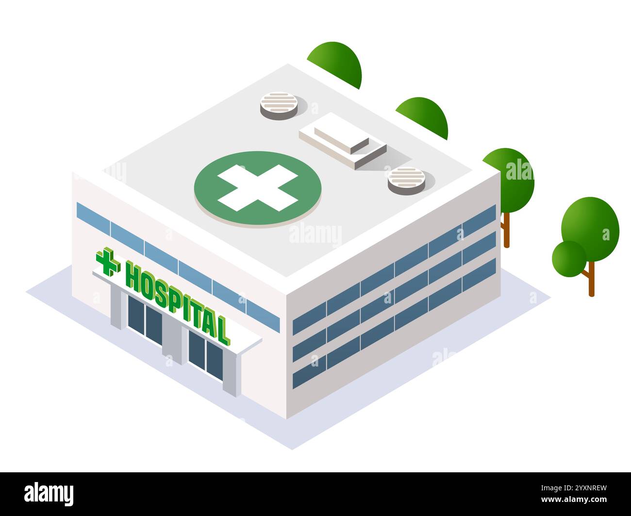Modern hospital building with a helipad on the roof, ensuring fast ...