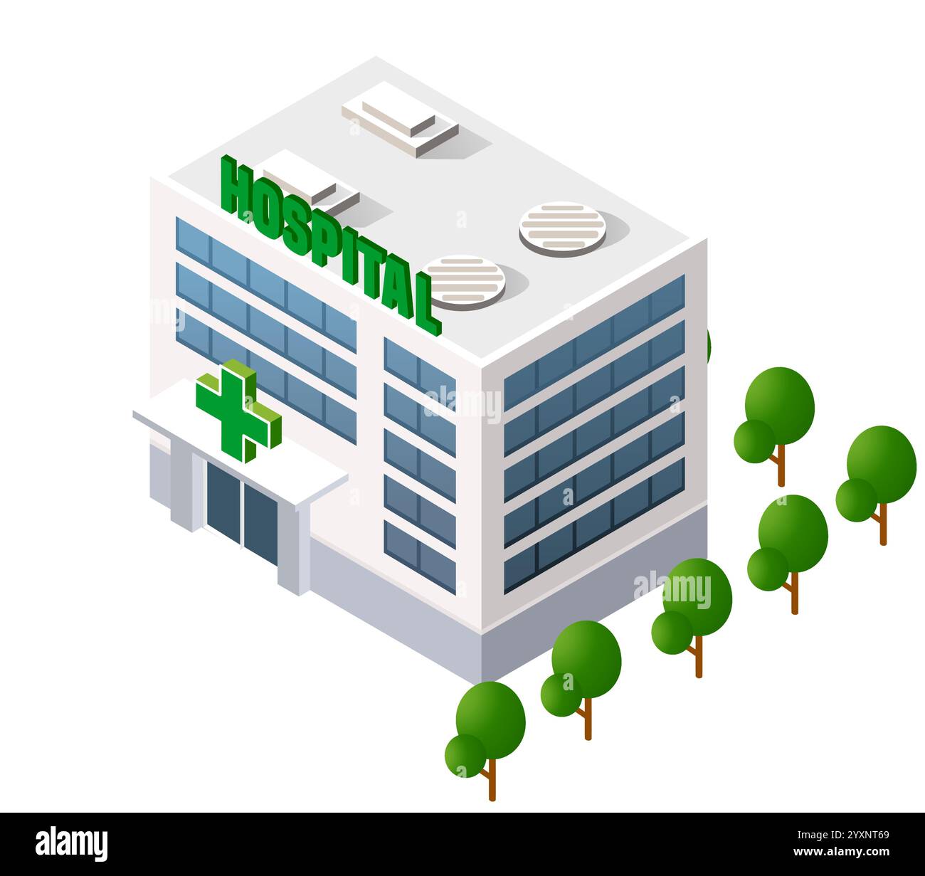 Modern hospital building with a helipad on the roof, ensuring fast ...