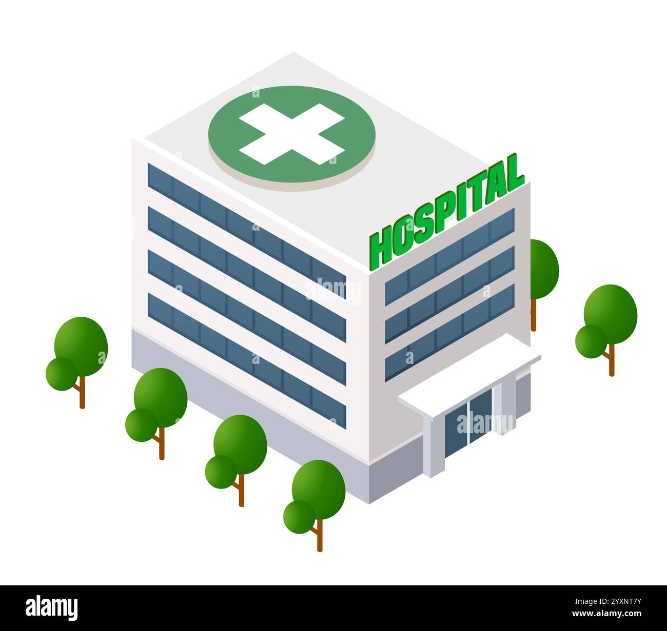 Modern hospital building with a helipad on the roof, ensuring fast ...