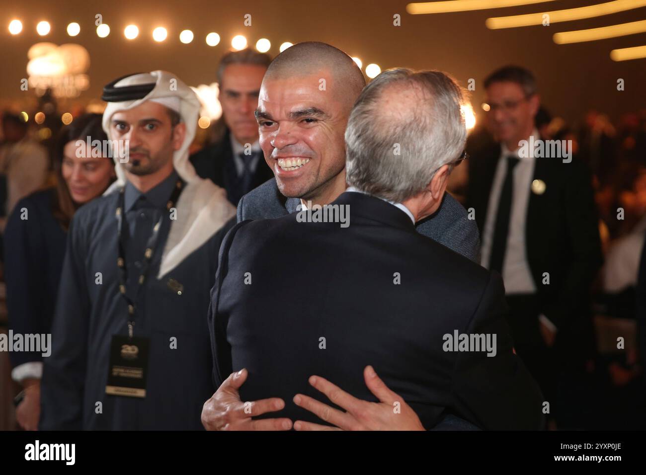 Former soccer player Pepe hugs Real Madrid president Florentino Perez ...