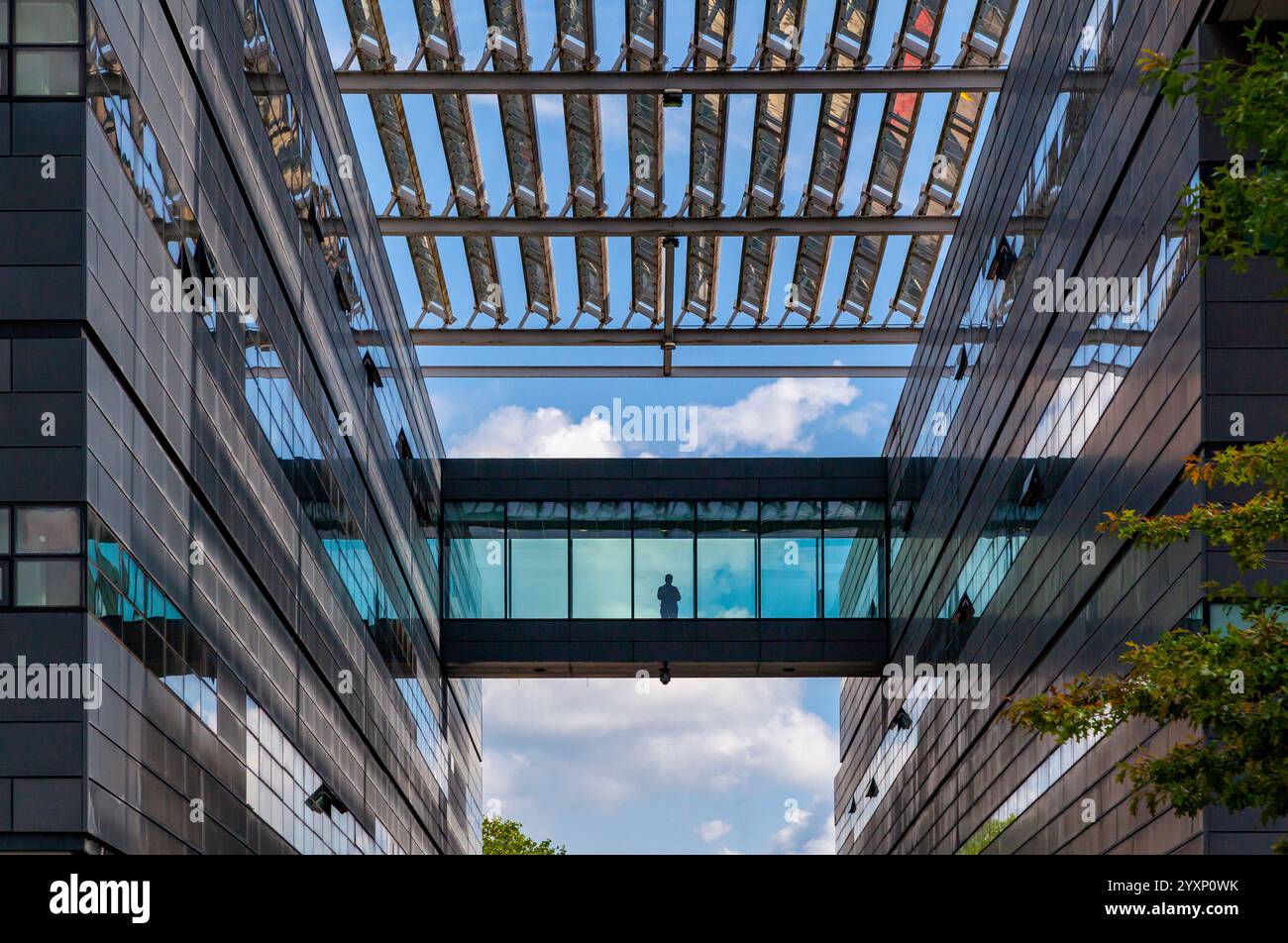 View looking up at modern building on the University of Manchester campus in north west England UK. Stock Photo
