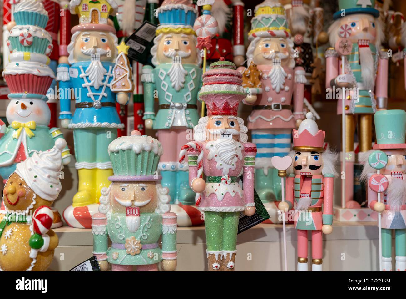 Pastel colored nutcracker style Christmas decorations sold at Christmas ...
