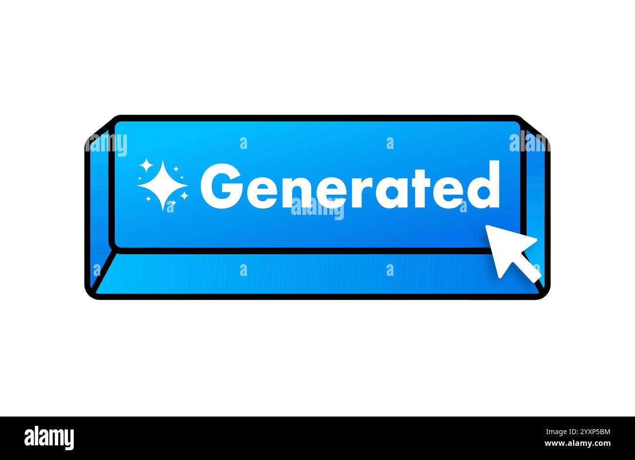 Mouse cursor clicking a blue generated button, symbolizing content creation Stock Vector