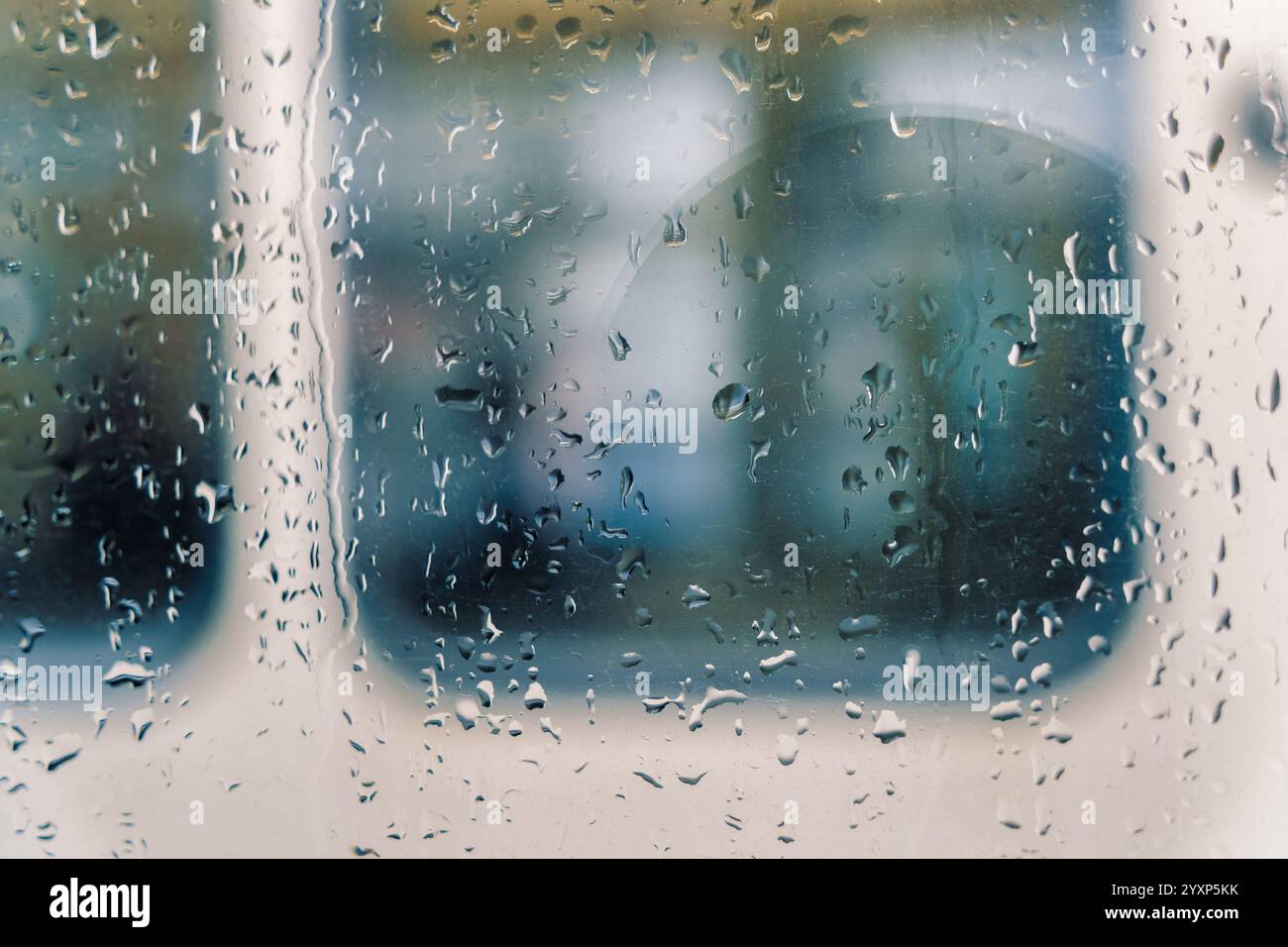 Rain water drops on the window. Background texture pattern. Stock Photo
