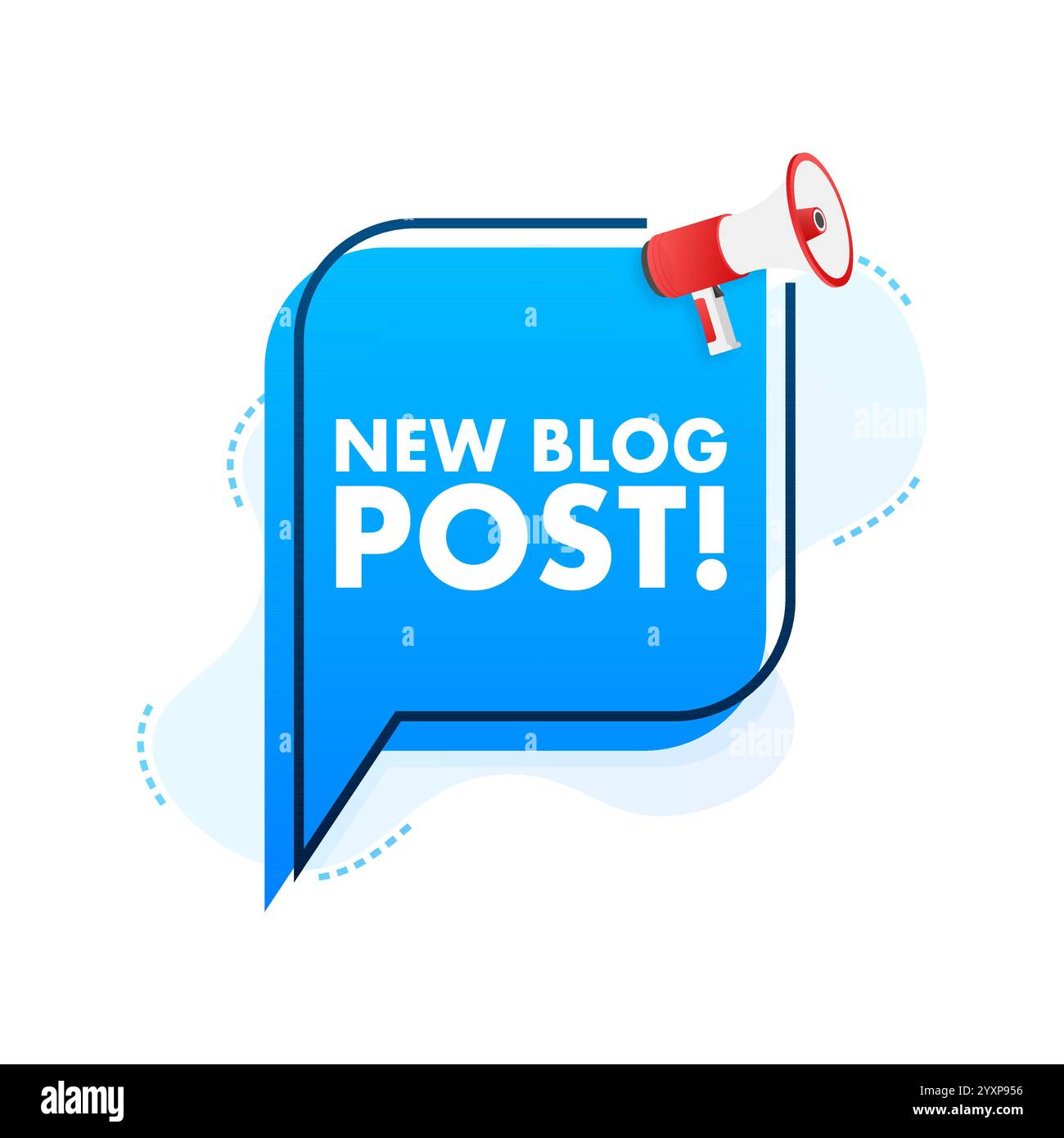 Megaphone announcing new blog post with speech bubble Stock Vector