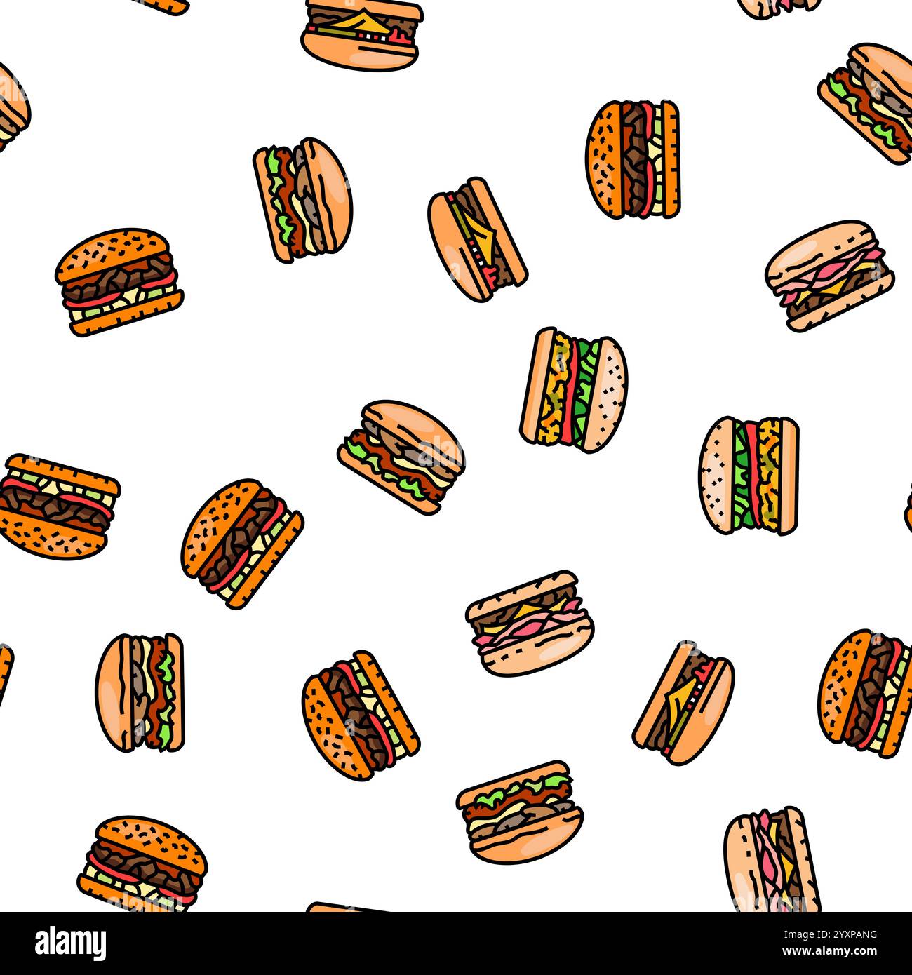 Seamless pattern burger icons Cut Out Stock Images & Pictures - Alamy