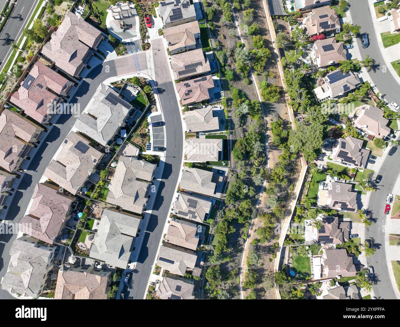 Aerial view of middle class community identical condominium apartment ...