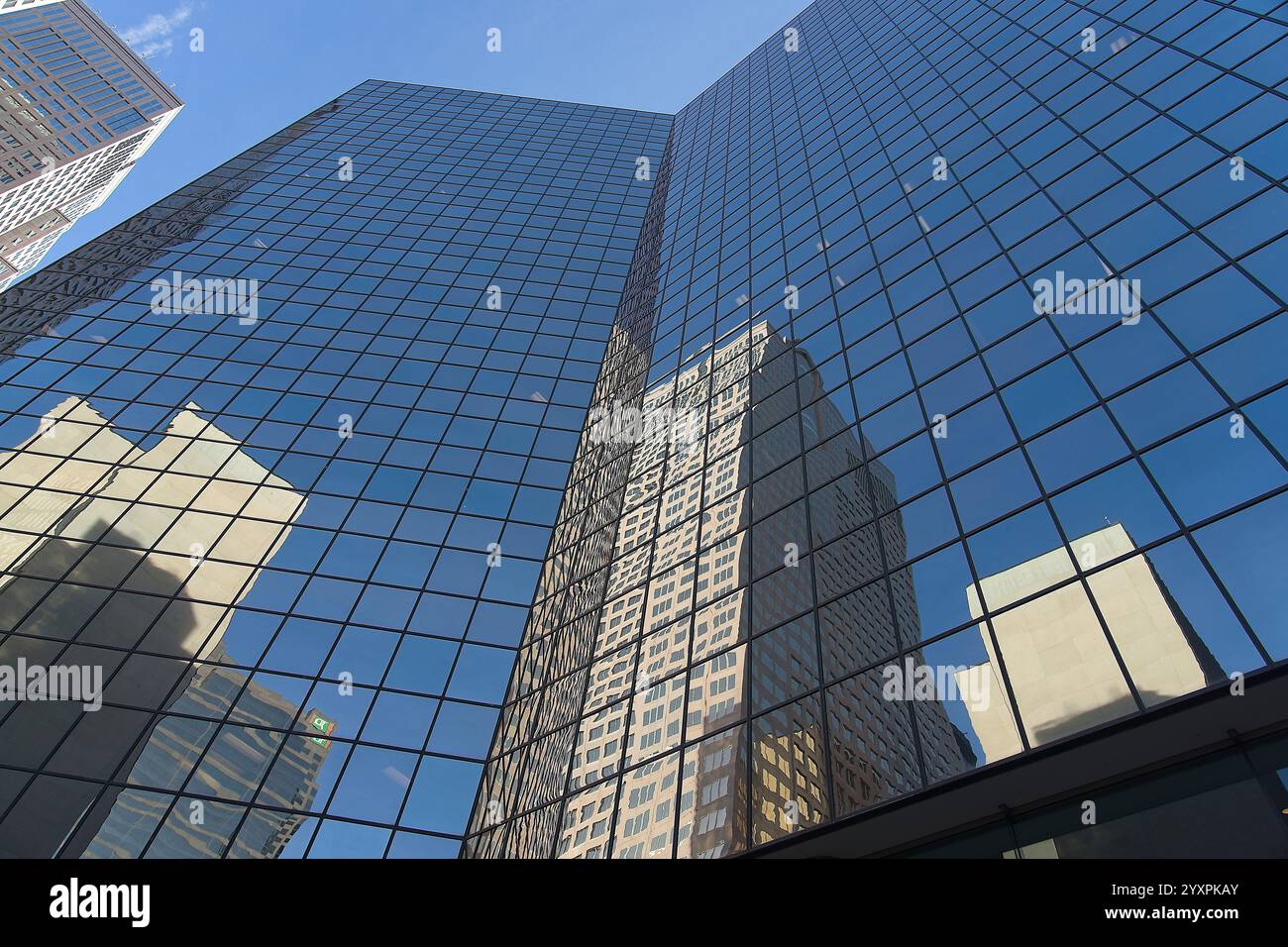 Facades of high-rise skyscrapers in in downtown Calgary Canada Stock ...