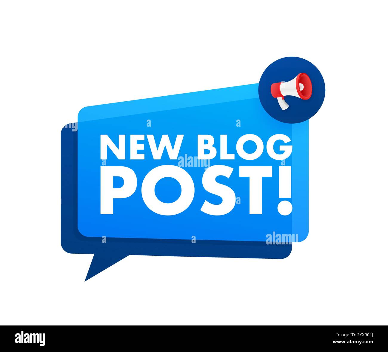 Megaphone announcing new blog post in a speech bubble Stock Vector