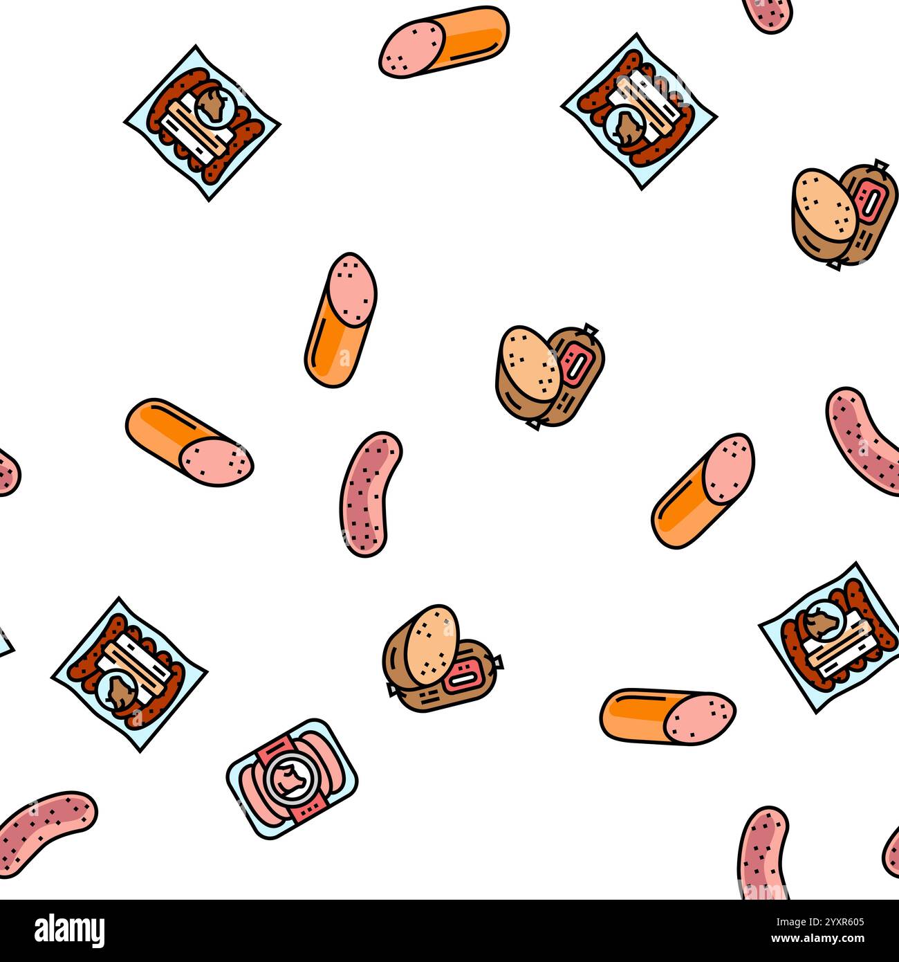 sausage grill barbecue pork seamless pattern vector Stock Vector Image ...