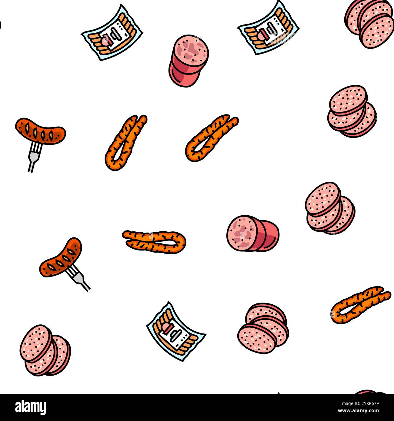 sausage grill barbecue pork seamless pattern vector Stock Vector Image ...