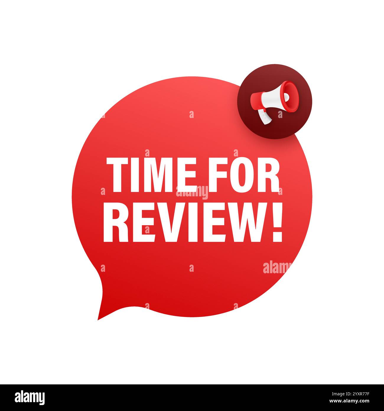 Megaphone announcing time for review inside speech bubble Stock Vector