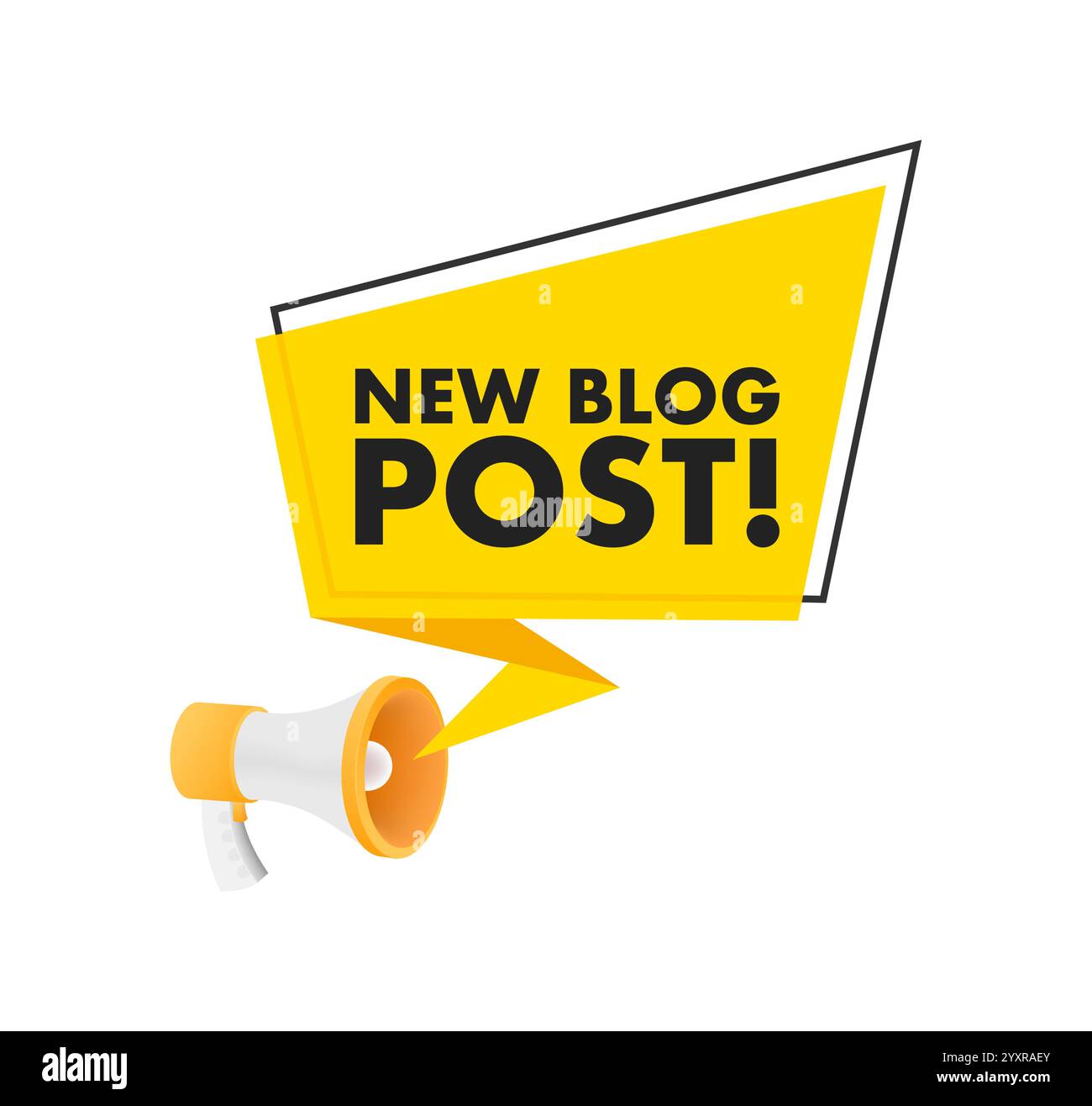 Megaphone announcing new blog post with speech bubble Stock Vector