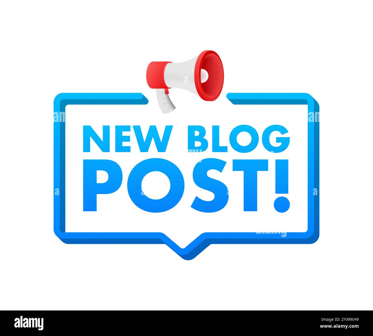 Megaphone announcing new blog post with speech bubble Stock Vector